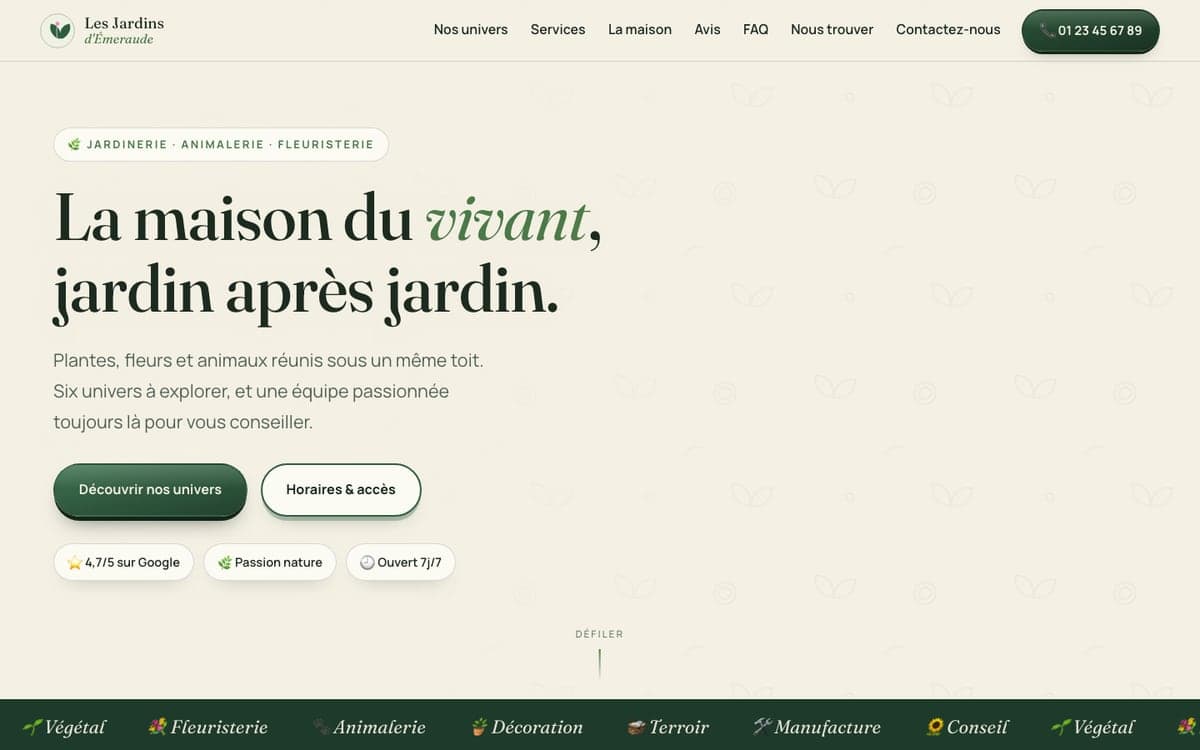 Aperçu du site Les Jardins d'Émeraude